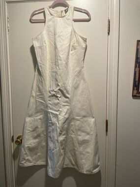 Future Collective Cream Cotton Razor Back Sleeveless Cream Midi Dress